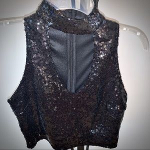 EUC Fashion Nova Sequin Crop Top - Size M